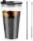 HENGBIRD Taza Bubble Tea con Tapa y Pajita, 16oz Taza de Plástico con Pegatina y Cepillo de Paja, Doble Pared Taza Reutilizable para Café Zumo Batido
