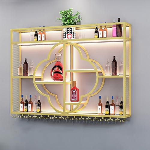 Étagère murale à LED de style industriel avec support en verre pour maison, bar, vitrine murale en métal avec étagères en fer, parfaite pour salle à manger, cuisine ou salon