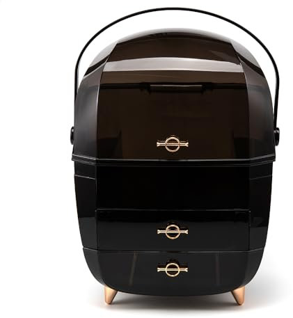 evomosa Organizador de Maquillaje,Caja de Almacenaje Organizador de Cosméticos Joyería Lápices de Labios Caja Organizadora Cuidado de la Piel Organizadores para Cómoda (Negro)