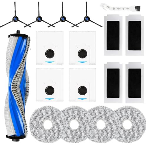 MYAYD Kit d'accessoires pour robot aspirateur Ecovacs Deebot T30S Combo / T30S Complete, 18 accessoires de rechange avec 1 brosse principale, 4 sacs à poussière, 4 lingettes, 4 filtres, 4 brosses