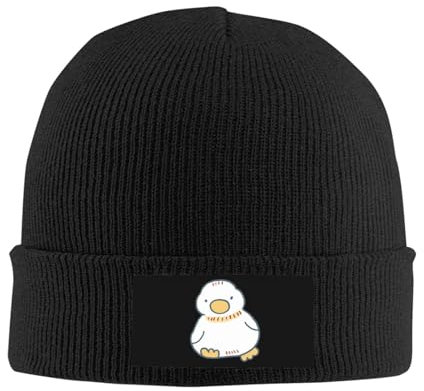 zerosevenee Unisex Beanie für Damen und Herren mit Bündchen, einfarbig, Strickmütze, Winter, weich, warm, Beanies, Mützen, Weiße Ente, Einheitsgröße