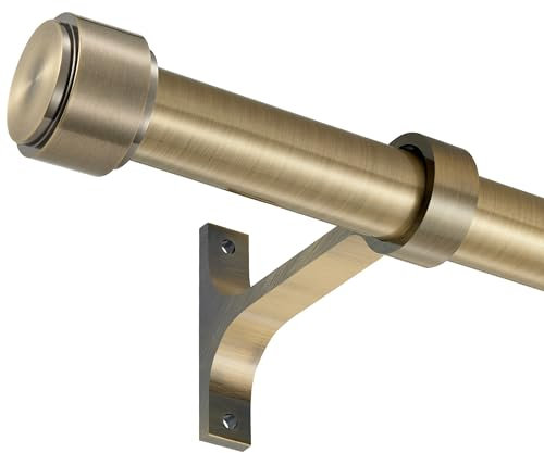 Gardinenstangen in Antik-Bronze, für Fenster, 71,1 bis 121,9 cm, 2,5 cm Gardinenstangen mit Aluminiumhalterungen und Endkappen-Endstücken, verstellbare Gardinenstangen für