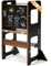 labebe Lernturm für Kinder, Montessori Learning Tower mit Tafel, 3 in 1 Klappbar Multifunktion Lernturm, Umkippschutz Lerntower Lernturm ab 1 Jahr-Schwarz