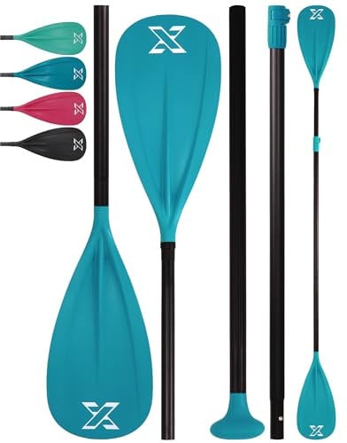 ZLX SUP Paddel Stand Up Paddle Zubehör, 3 oder 4 Abnehmbaren Teilen, Verstellbares Doppelpaddel für SUP (198–220cm) mit Glasfaser Blade Perfekt für Surfen, Schwimmen und Wassersport Vergnügen