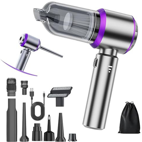COCCKO Handstaubsauger Akku kabellos, 20000Pa Starke Saugleistung, 30min Laufzeit, für Auto & Haushalt, Mini Staubsauger mit Zubehör, 6000mAh Akku, lila, kompakt und leicht“