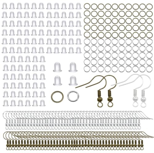BLPRKOT 200 Piezas Enganches Para Pendientes Enganche Pendientes Ganchos Tuercas Pendientes Plata Para Hacer Pendientes Bricolaje Pendientes Joyería Hacer,Disponible en bronce y plata