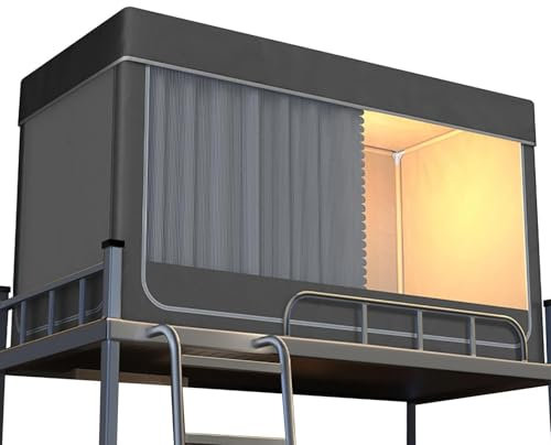 forestalk Tende da letto per parte superiore e inferiore, con zanzariera oscurante, ideale per dormitori, grigio caldo, rosa, bianco, blu (dimensioni: 190 x 90 x 90 cm, colore: grigio)