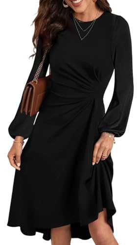 HUXRAKV Wedding Guest Dress for Women Elegant Pleated Waist Swing A-Linie Prom Dress Evening Party Cocktail Dresses