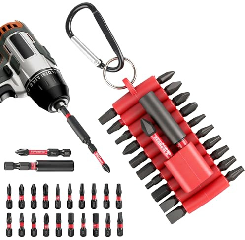 YiJiuBa 22 Stück Schrauber Bit Set, Schrauber Kreuzschlitz Bit Set PH1/PH2/PH3 Bitsatz Magnetische 1/4 Zoll Sechskantschaft Stahl Magnetische Schlagfester Schraubendreher mit Snap-Hook