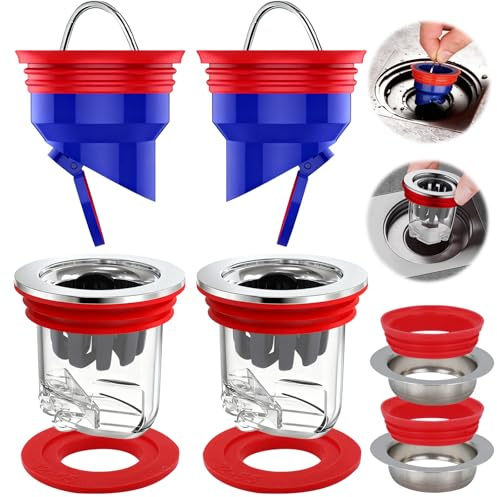 4 Stück Geruchsverschluss Dusche Bodenablauf Kern, 2 Stück 35–52 mm | 2 Stück 32–55 mm geruchsdichte Duschablaufstopfen, Geruchsverschluss Bodenablauf Keller Proof Floor Drain for Sewer