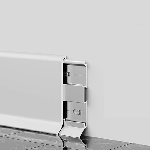 Aluminum Baseboards, 125 Cm, 2 Pcs, Kitchen Kickboards, Wall Moldings, and Edge Moldings Easy to Install & Clean for Walls, Floors, and Ceilings(Pure White,40mm)