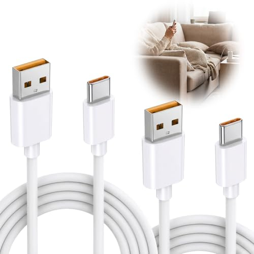 Lote de 2 Cables 120W Cable USB Tipo C, 6A USB Tipo C Compatible con Xiaomi 13 Lite / 14/15 Pro / 13T 12T / 12/11T 10T, Redmi Nota 14 13 12 Pro + K80 K70 K60 P Ultra 5G POCO X7 X6 Pro F7 F6