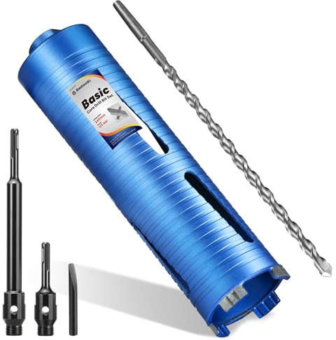 DaduoRi 71mm x 240mm Long Core Drill Bit Set with 240mm,110mm SDS Plus Adaptor & Centre Pilot Bit,Diamond Core Drill Set for Brick Block Masonry Stone,1/2 BSP Thread(For hole 70 mm)