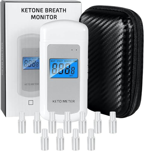 Keton-Atemmesser mit Mundstücken für genaue Ketose-Tracking, tragbarer Keton-Atemanalysator für Keto- und Low-Carb-Diät, schnelle Acetonspiegel-Erkennung, nicht-invasive Fettverbrennungs-Monitor für
