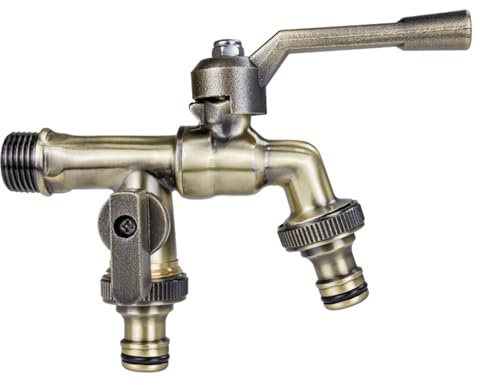 Rostfreier und frostsicherer Außenwasserhahn, 1/2 Zoll Einlass 3/4 Auslass Antikes Messing Gartenhahn Kugelhahn Frostbeständig