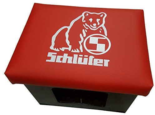Bierkistensitz Bierkiste Bierkistensitz Bierkastensitz Sitz Bierkasten Aufsatz Hocker Auflage Polster Stehtische (Logo: Schlüter Traktoren, Rot)