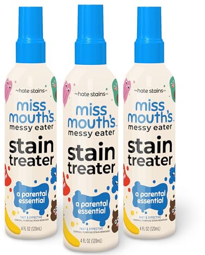 Miss Mouth's Messy Eater Stain Treater Spray - 118ml 3 Pack Stain Remover - Newborn & Baby Essentials - No Dry Cleaning Food, Grease, Coffee Off Laundry, Underwear, Fabric