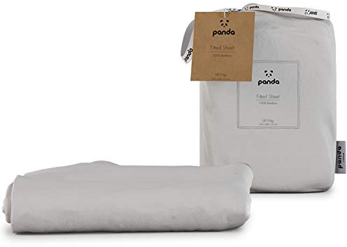 Panda® 100% Bamboo Organic UK King Fitted Sheet, Pure White | Soft, Breathable, Antibacterial, Hypoallergenic | Luxury High Thread Count | Extra Deep Fitted Skirt | Moisture-Wicking | Easy Wash