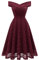 HomRain Women Lace Dress Off-Shoulder Bridesmaid Patry Swing Midi Dress for Christmas Party,Burgundy XL