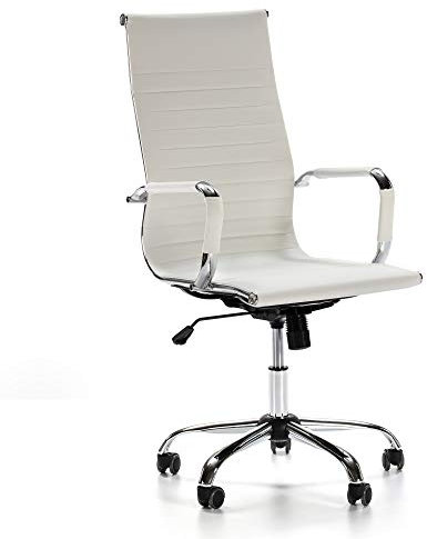 VS Venta-stock Londres Schreibtischstuhl Weiß, Wippfunktion & Armlehne - Ergonomic, höhenverstellbar