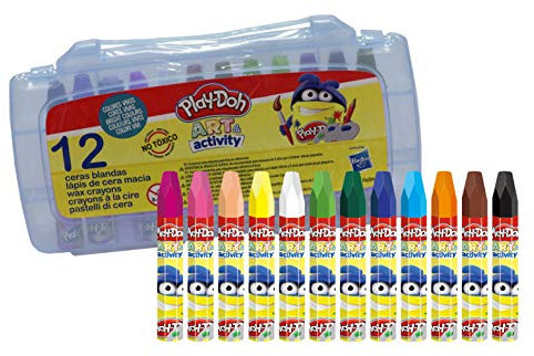 Play Doh, Ceras Blandas de 12 Colores Variados Para Niños, Material Escolar para Colorear (CyP Brands)