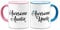 Pair of Awesome Auntie & Uncle Lovely (Heart) Novelty Gift Mugs - Pink & Blue Handle/Rim