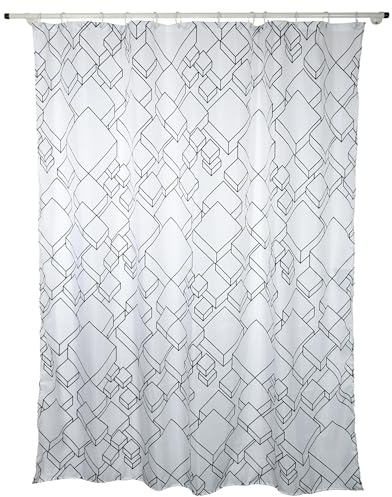 Spirella Schimmel Duschvorhang-Anti-Bakteriell, waschbar, wasserdicht, Polyester, „Peer“ 180x200cm Weiß, 180 x 200 cm