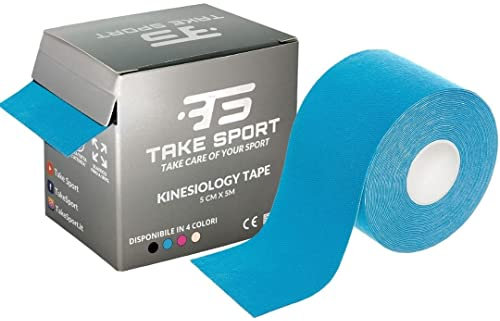 TAKE SPORT Kinesio Tape, Nastro Kinesiologico Elastico 5x5m, 95% Cotone 5% Spandex, per Taping Kinesiologico e Neuromuscolare, 1 Rotolo, Resistente ad Acqua e Sudore