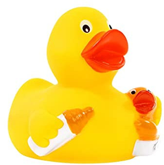 Schnabels Quietsche-Ente Nuckelflasche - Geschenk für Geburt Geburtstag Namenstag Kinder Baby Freund-in Mädchen Junge - Spielzeug Bade-Ente Badewanne Deko