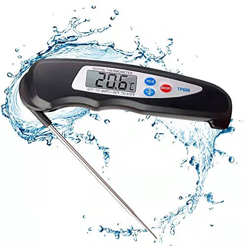 Digital kitchen Thermometer Cooking food, Accurate Thermometer with Foldable Probe, instant read Meat Thermometer with LCD screen, ℉/℃ Button for Hot Beverage, Meat, Grill, BBQ, Jam, water