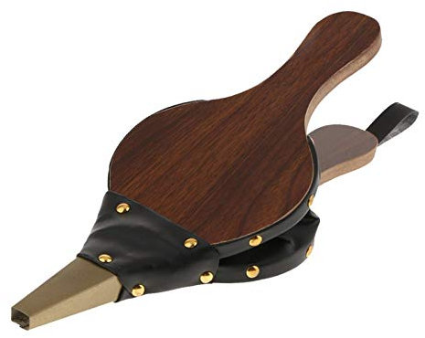 madera, 12 x 4,92 pulgadas, aire para chimenea, piel, para chimeneas, barbacoas y camping, fuelle con correa piel para colgar