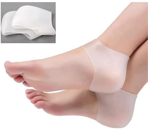2 PAIRES - Protection De Talon En Gel De Silicone - Chaussettes Pour Talon Craquelés - Soins De La Douleur - Pour Talon de pied Fissuré, Fasciite Plantaire, Tandinite Douleur Au Tendon D'Achil