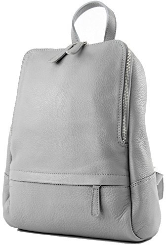 modamoda de T138 Damen Leder Rucksack Handtasche handmade in Italy, Farbe:Grau2021