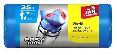 JAN NIEZBĘDNY Müllsäcke, einfach zu verpacken/Für Zuhause/Fürs Büro/Für die Produktion/Langlebig/Reißfest/Enge Bindung/Leicht zu tragen/ 35l/ 30 Stück - 1 Rolle/blau