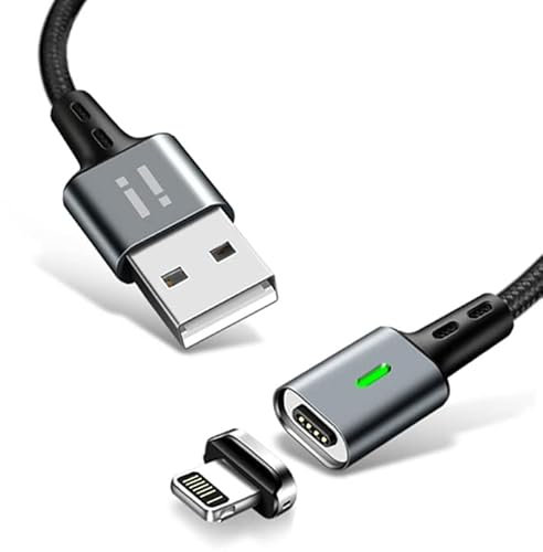 2m PLATINUM Nylon Magnet Schnellladekabel QC 3.0 kompatibel mit iPhone 13 12 Pro Max mini 11 XS XR X 10 8 7 6S 6 Plus 5 SE - 1x Kabel + 1x Stecker