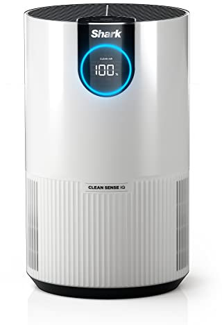 Shark HP102 Clean Sense Air Purifier for Home, Allergies, HEPA Filter, 500 Sq Ft, Small Room, Bedroom, Office, Captures 99.98% of Particles, Dust, Smoke & Allergens, Portable, Desktop, White