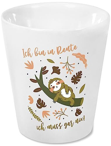 True Statements bedruckter Blumentopf/Kräutertopf mit Faultier-Motiv und Spruch „Ich Bin in Rente - ich muss gar Nichts“ - originelle Geschenkidee zur Rente - perfekt als Dekoration