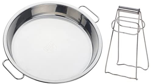 Buyer Star Stainless Steel Steaming Tray Cold Noodle Plate 10 Inch Everyday Pan Stainless Steel Big Green Egg Drip Pan Pizza Cake Baking Tray Liangpi Tool Round Dinner Plate Fruit Serving Dish, Silver