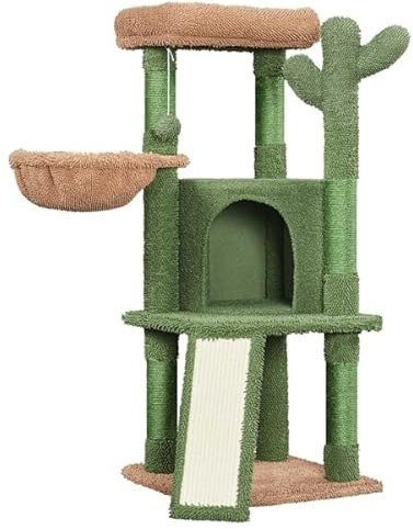 Abician Arbre à Chat 106,5 cm en Bois Petit Arbre à Chat de 42 Design Cactus avec Plateformes, Coussins Confortables, Poteaux en Sisal