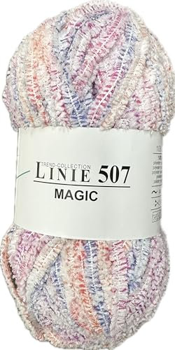 Chenillewolle bunt Kuschelwolle zum Häkeln und Stricken | Flauschgarn Online Linie 507 Magic | Wolle für Babydecke, 100g Nadelstärke 6-7 mm (103)