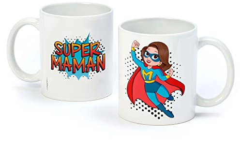 Mopec G734.6 Taza cerámica SUPER MAMAN en francés Ø8x9.5cm