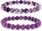 Farfume Bracelet En Pierre Naturelle - Bracelet Perles Naturelles Femme-Ensemble De Deux Bracelets Avec Accessoires Arbre De Vie Et Feuille(Mittel 18,5 cm Améthyste à (amour et bonheur))