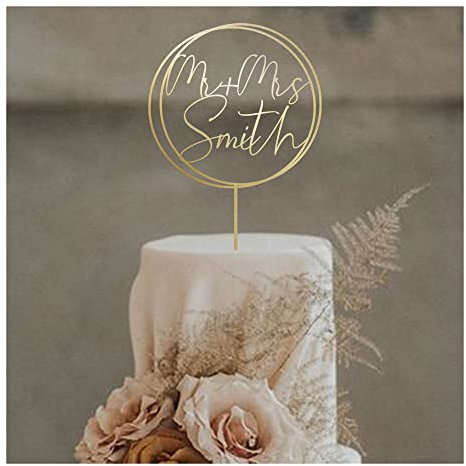 Script Initial Wedding Wooden Cake Topper 4mm thickness wood Elegant Gold Personalised with a letter Custom Engagement Decor CR3