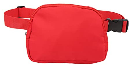 SUNGOOYUE Nylon Fanny Pack, wasserdichte Modische Reißverschlusstaschen Taillentasche mit Verstellbarem Gürtel für Frauen und Erwachsene (Rot)