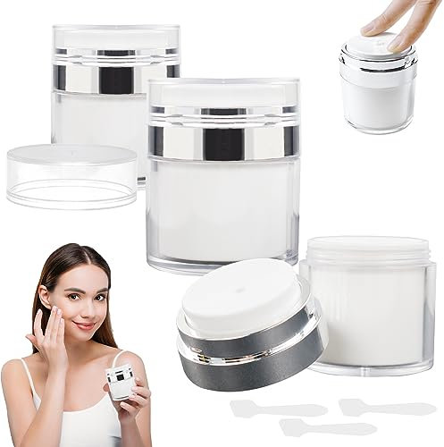 3 Stück 15/30/50ml Creme Pumpspender, XIACIBDUS Cremetiegel Vakuumflasche für Creme, Leer Lotion Pumpflasche Nachfüllbar Pump Behälter Kunststoff Lotion Behälter Spenderflasche Vakuum Kosmetikbehälter