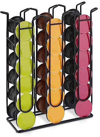 Relaxdays Porta Cialde, Contenitore Macchinetta, Metallo, HLP 32,5 x 26,5 x 9,5 cm, Nero, Ferro, 36 Capsule Dolce Gusto