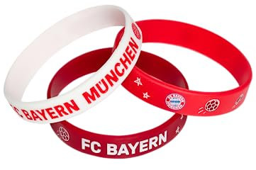 FC Bayern München Kinder Armband 3er Set | Unisex | Rot & Weiß | Silikon | Nickelfrei, ca.5 cm Durchmesser