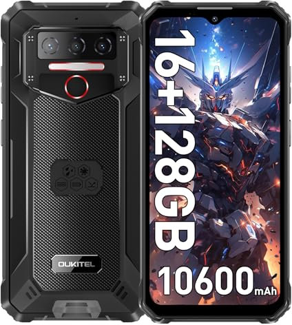 OUKITEL WP23 Pro(2024) Rugged Smartphone Android 13-16GB RAM+128GB ROM(1TB TF) 10600mAh Telefono Indistruttibile, 6,52 Cellulare Antiurto con 13MP Fotocamera, Impermeabile IP68/4G Dual SIM/NFC/OTG