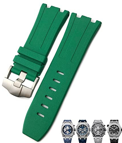 SCHIK Weiche FKM Fluoro Gummi Uhrenarmband 28mm Für AP Strap Audemars Piguet ROYAL OAK OFFSHORE Tauchen Wasserdicht Sport Uhr Band, 28x24mm, Achat