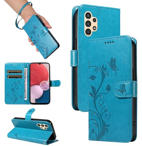 SRISHP Cover per Samsung Galaxy A04s / A13 5G / 4G Custodia, Blu | Magnetica Cover a Libro, Portafoglio con Slot per Schede, Custodia in PU Pelle, Supporto Stand Cover